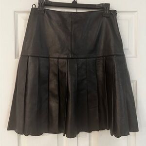 Worth Black A-Line Leather Skirt sz4